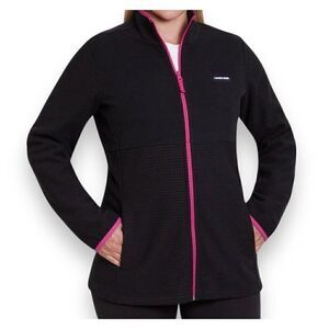 Lands' End Ladies Grid Fleece Zip Up Jacket Small